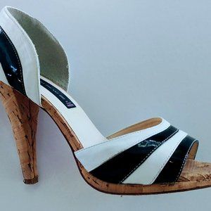 Black and white sandals